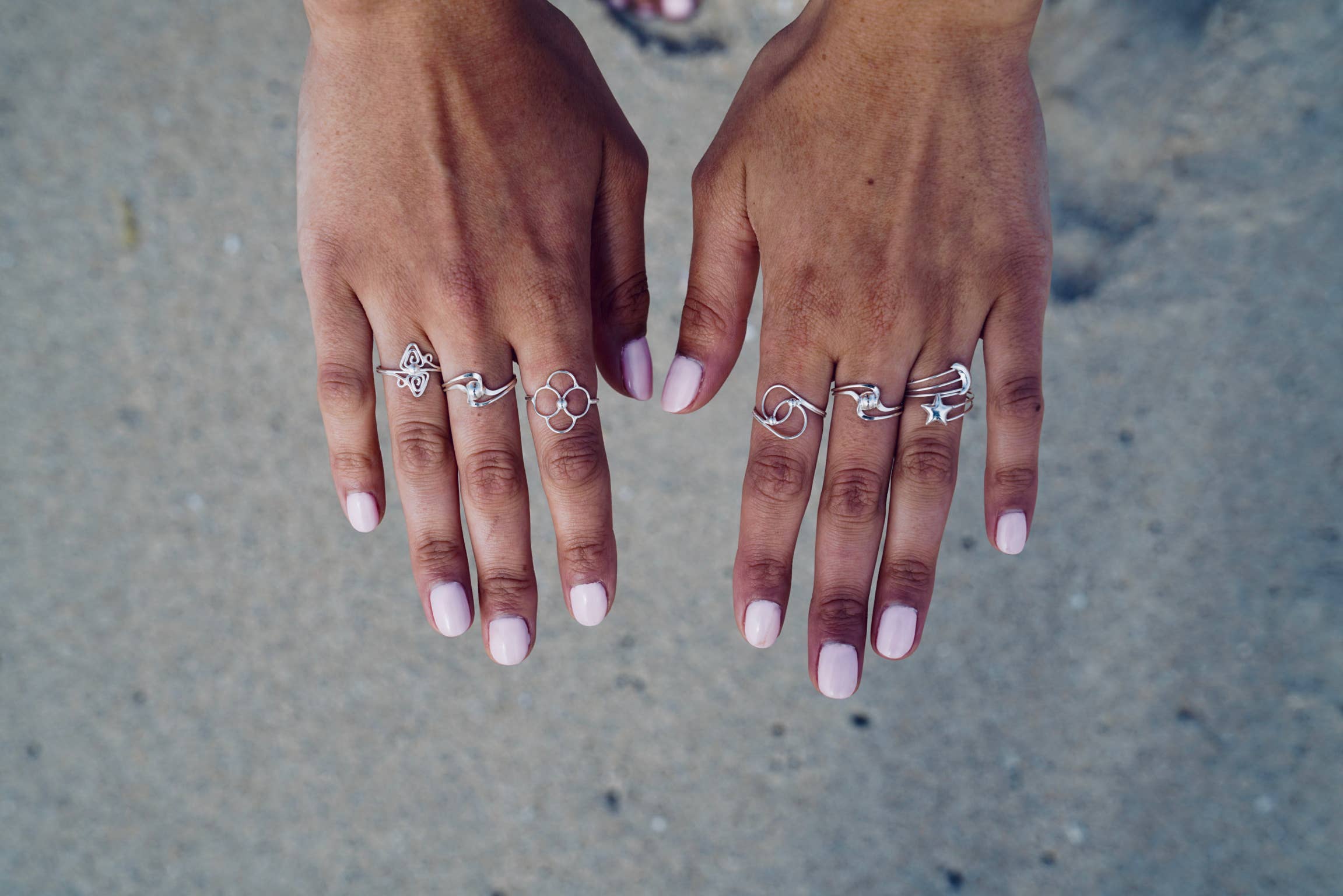 Krystyna's Silver - Wholesale Band/Stacked Ring - Sterling Silver Moon & Star Stackable Ring2