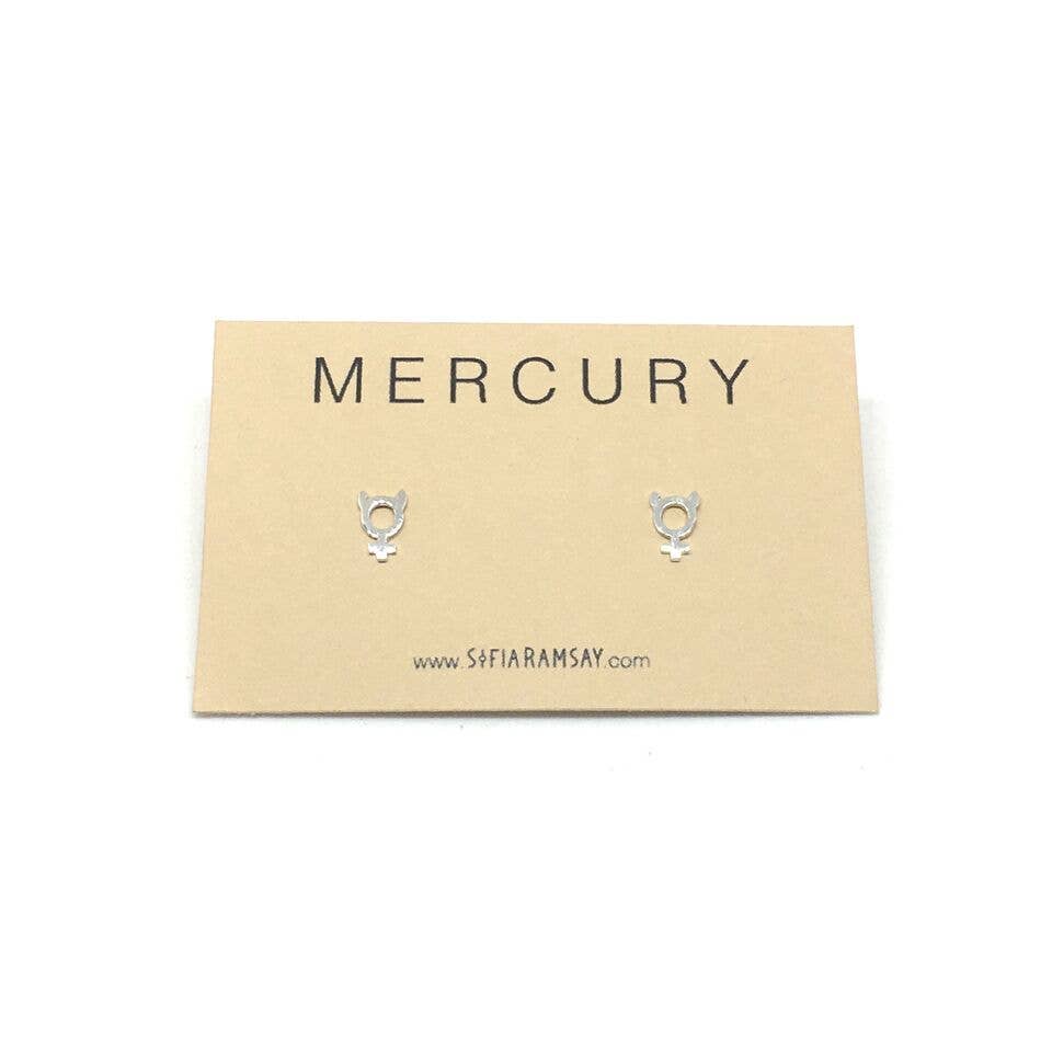 Sofia Ramsay - Wholesale Stud/Post Earrings - Planet Symbol Geometric Stud Earrings .925 Sterling Silver0