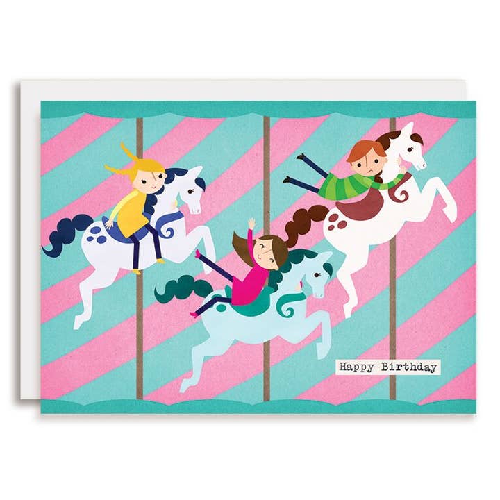Geburtstagskarte „Merry-Go-Round Ride“ für den Großhandel von Rosy Designs