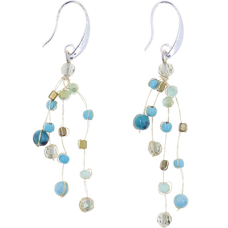 Marquet - Wholesale Dangle Earrings - Reena Fair Trade Silk and Bead Earrings - Stone and Crystal1