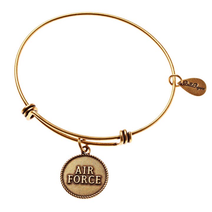 Air Force Expandable Bangle Charm Bracelet in Gold for wholesale by BellaRyann