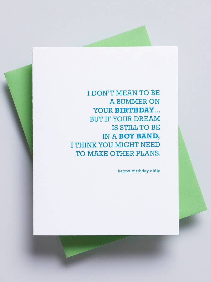 Boy Band Birthday - Funny Birthday Greeting Card for Him for wholesale by Richie Designs