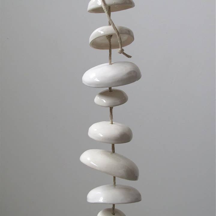 Moon Chimes Half Stack Gloss White for wholesale by Mudpuppy Ceramic Studio