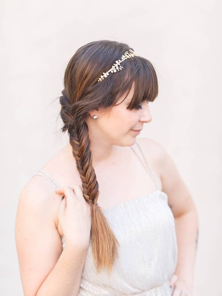 Golden Brass Iris Floral Tiara for wholesale by Acute Designs