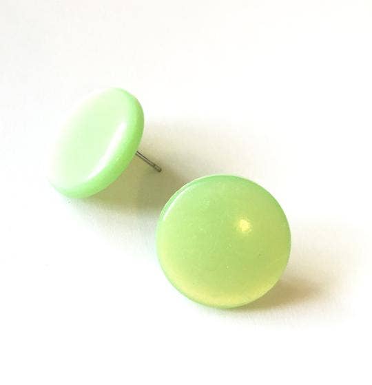 Leetie Lovendale - Vente Clous d'oreille - Boucles d'oreilles à tige disque biseauté Moonglow Vert menthe0