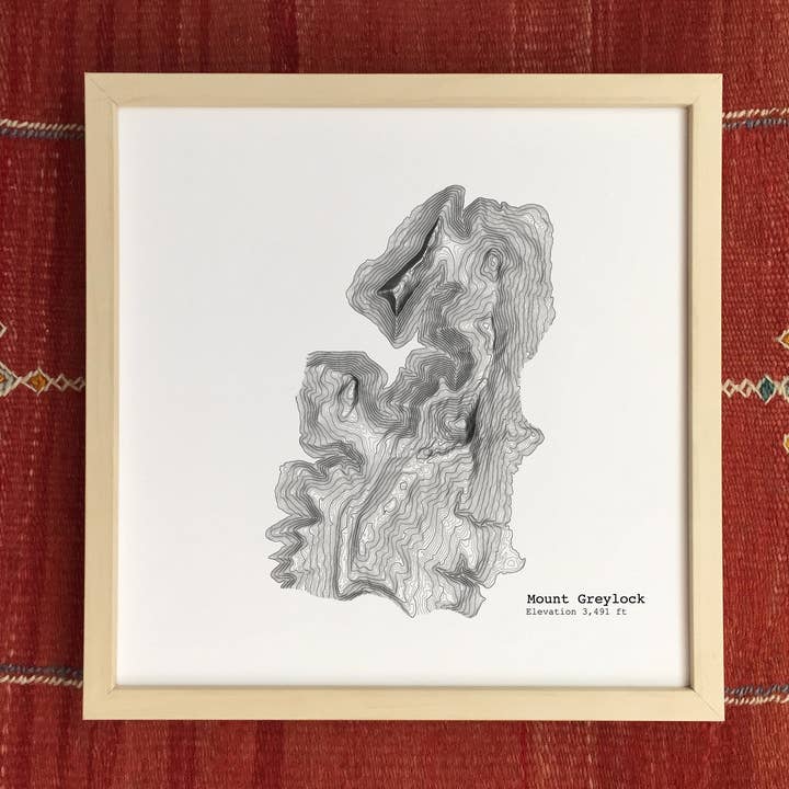 12'' x 12'' Mount Greylock Massachusetts High Point Topographic Map Art Print for wholesale by Tim Plus April