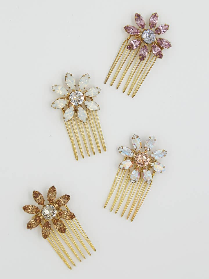 Swarovski Flower Mini Comb for wholesale by Acute Designs