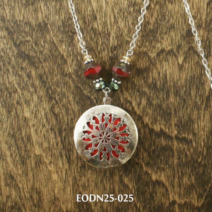 AAOTE - Wholesale Aromatherapy necklace - Aromatherapy Locket Essential Oil Diffuser Necklaces on Beaded Chain 8