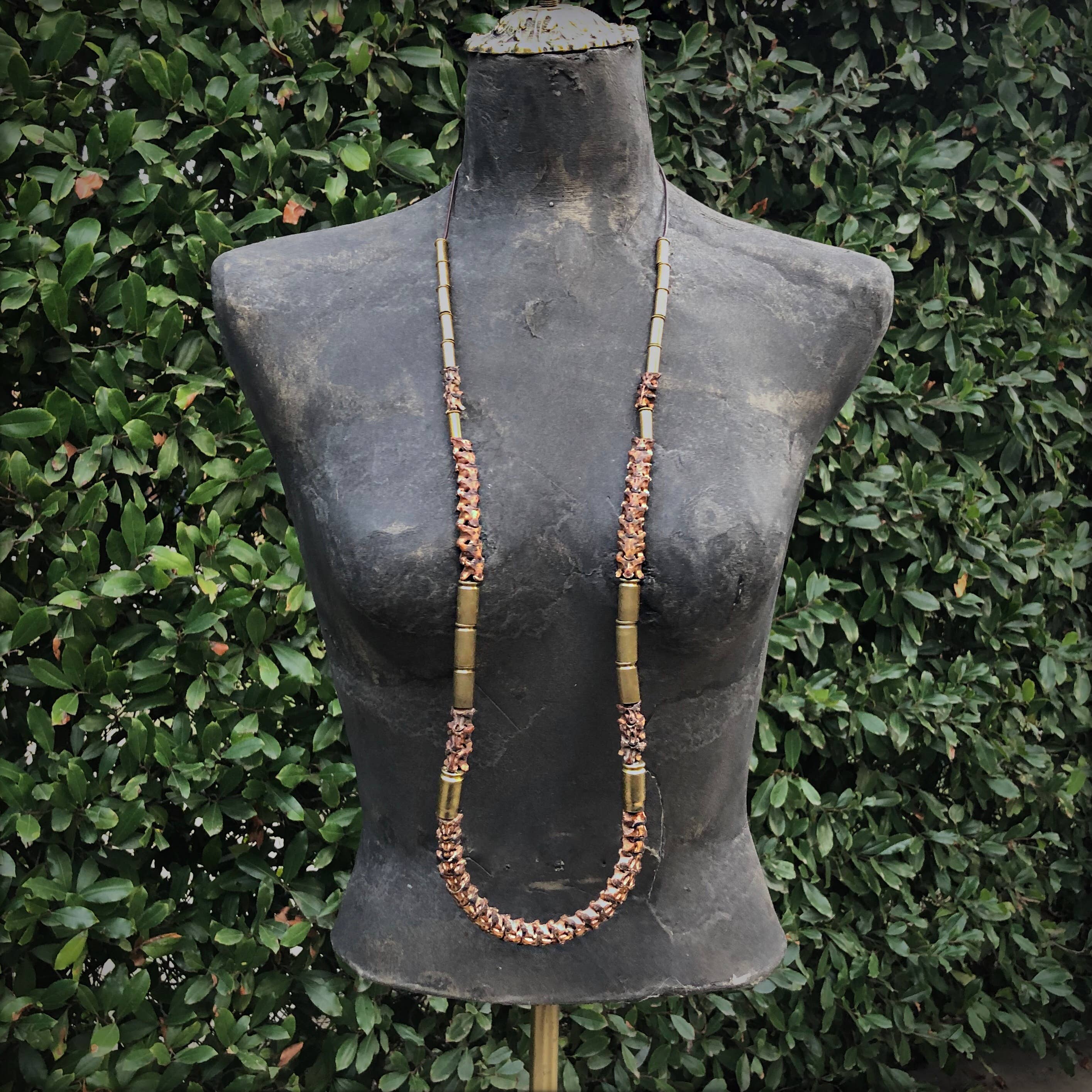 ASTALI - Wholesale Beaded/Pearl Necklace - Snake Vertebrae & Bullet Long Necklace, African Snake Bones5