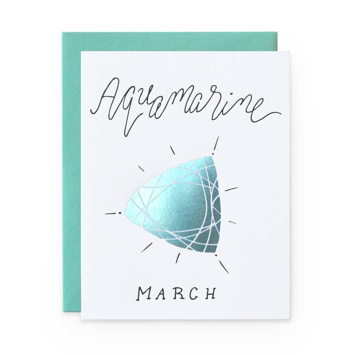 Wild Ink Press – wholesale Birthday card – Aquamarine - March Gemstone Birthday Card