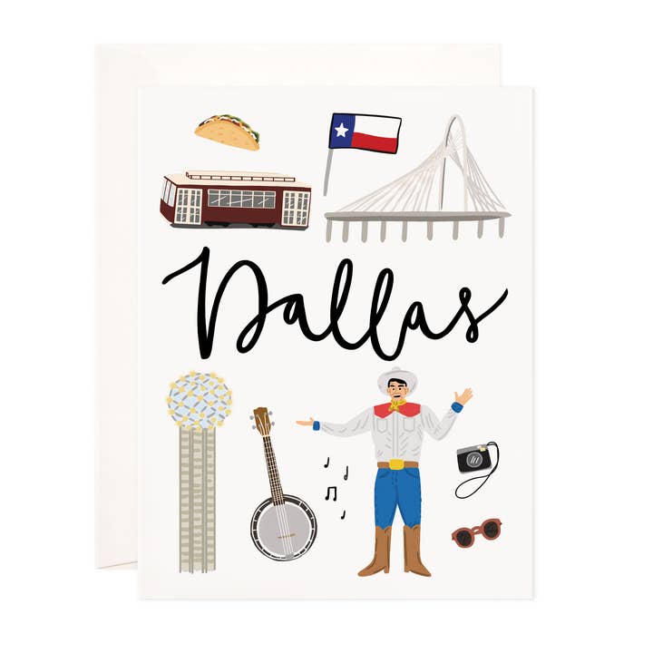 Dallas gratulationskort - Texas brevkortuppsättning, värdinna för wholesale av Bloomwolf Studio