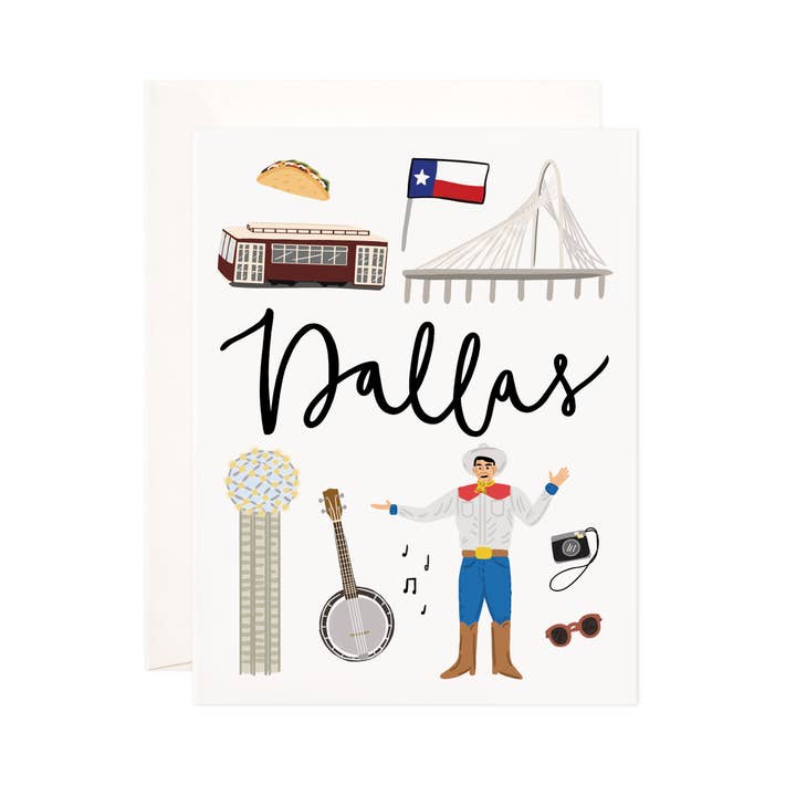 Tarjeta de felicitación Dallas, juego de tarjetas de papelería de Texas, Hostess para venta al por mayor de Bloomwolf Studio
