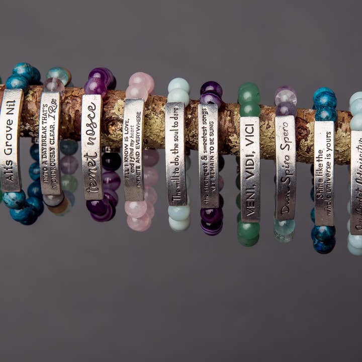 Iamtra – wholesale Beaded bracelet – Temet Nosce Wide Quote Stack