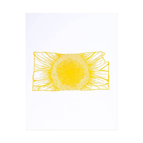 Thimblepress - Wholesale Art Print - Kansas Sunflower Letterpress Print0