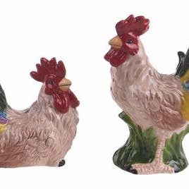 Blue Sky Clayworks - Wholesale Salt & Pepper Shaker Set - Rooster Salt and Pepper Set