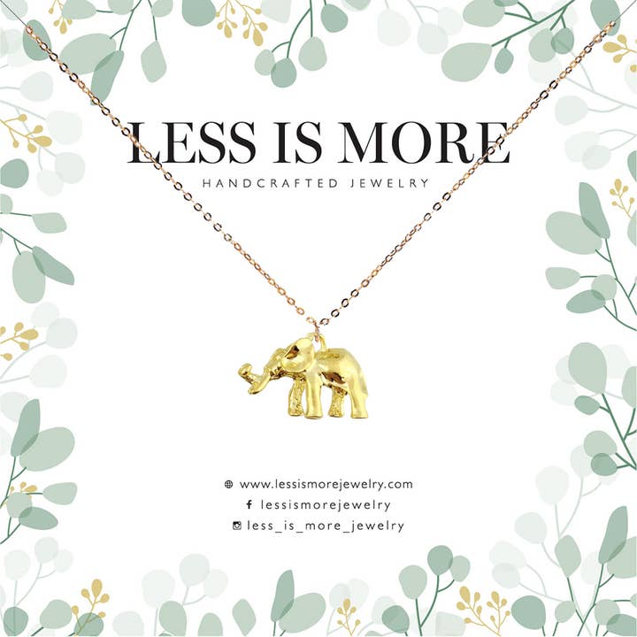 Less is More – wholesale Hänge-/berlockhalsband – Guldpläterad Elefant Halsband