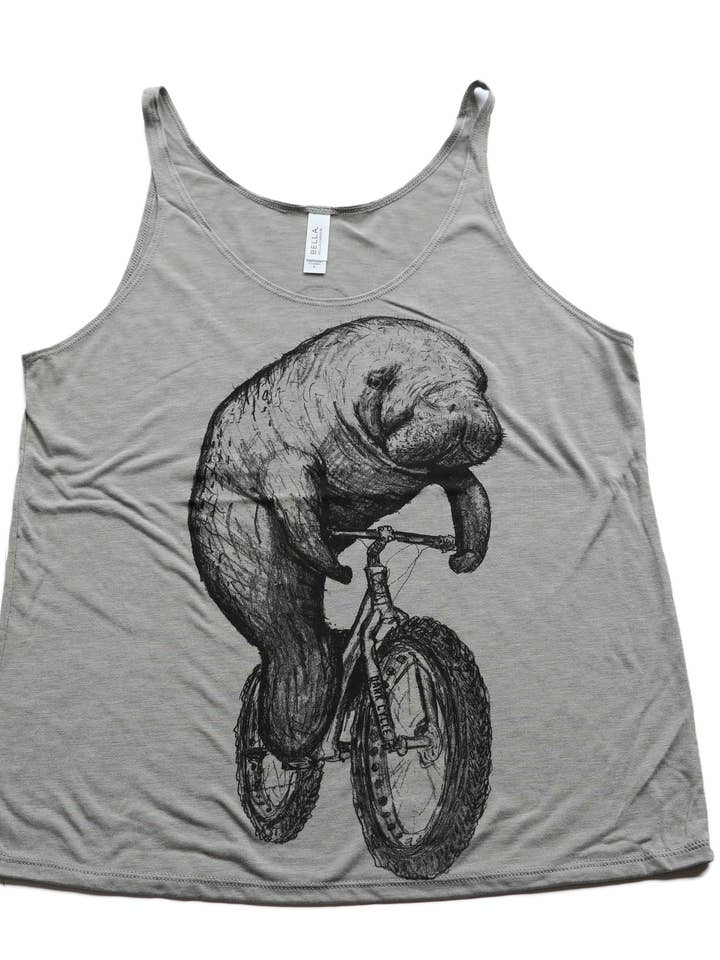 Manatee On A Bicycle Women's Slouchy Tee for wholesale by Dark Cycle Clothing