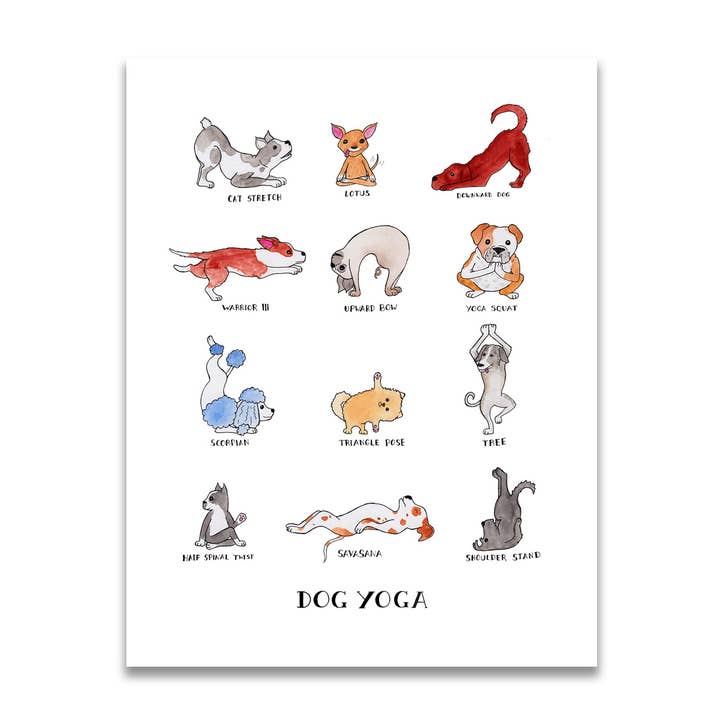 Impression de yoga pour chien 11" x 14" pour la vente par Jodi Lynn's Emporium of Doodles