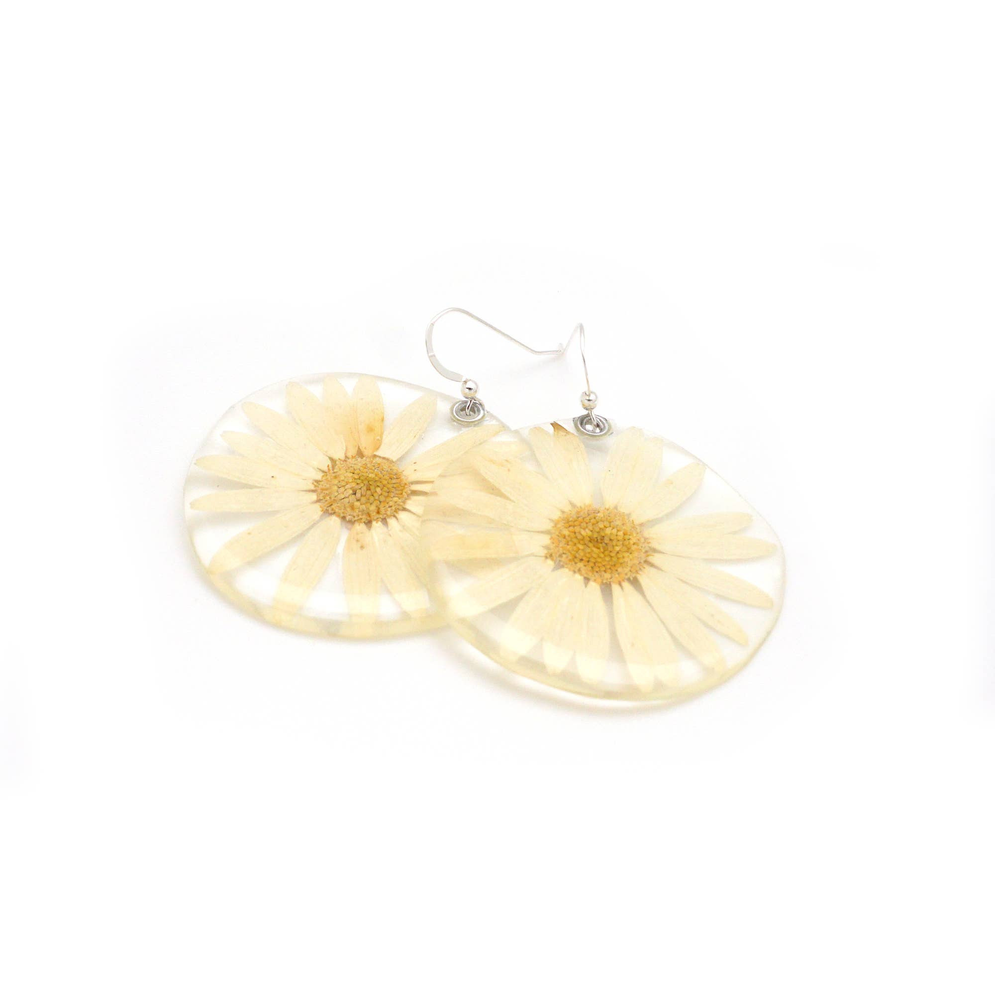 Petal Connection - Wholesale Dangle Earrings - 61602 Large White Daisy Flower Earrings2