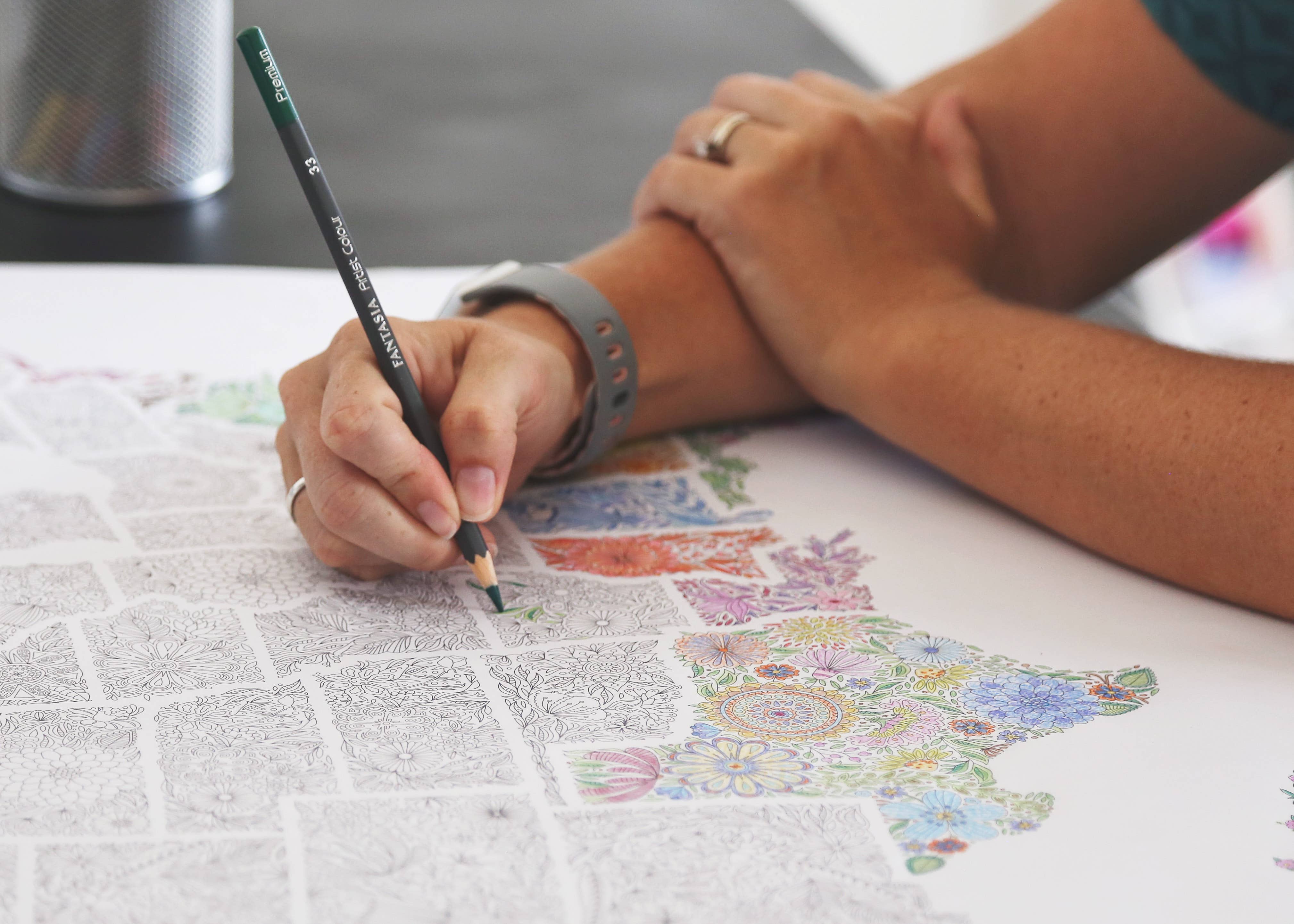 Anna Grunduls Design - Venta al por mayor Libro para colorear - Adultos - Flores Estados Unidos Mapa para colorear16