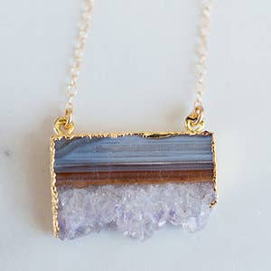 Pingente de fatia de ametista por atacado de Leslie Francesca Designs