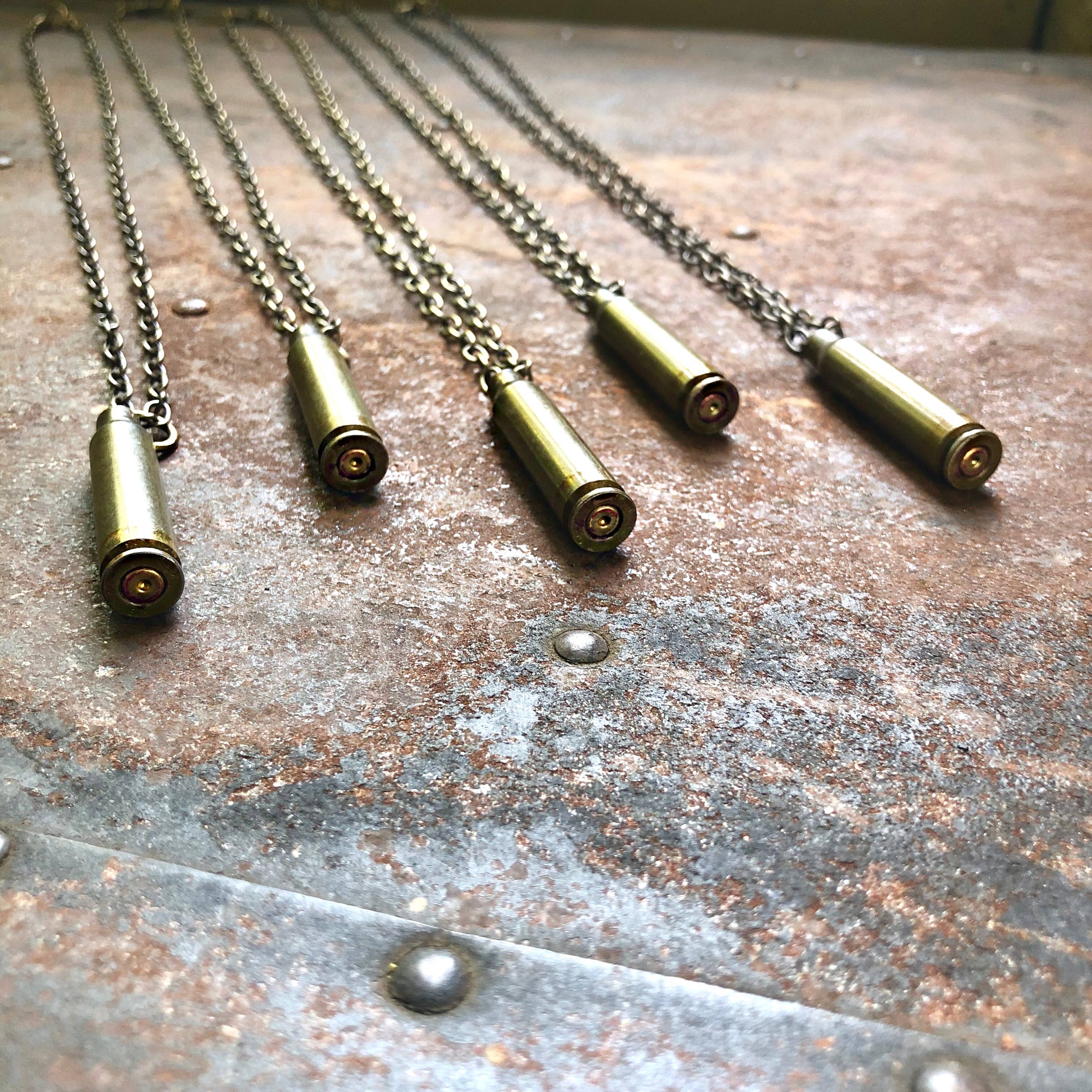 ASTALI - Wholesale Pendant/Charm Necklace - Single Bullet Necklace - Olive .223, Recycled Shell Casing4