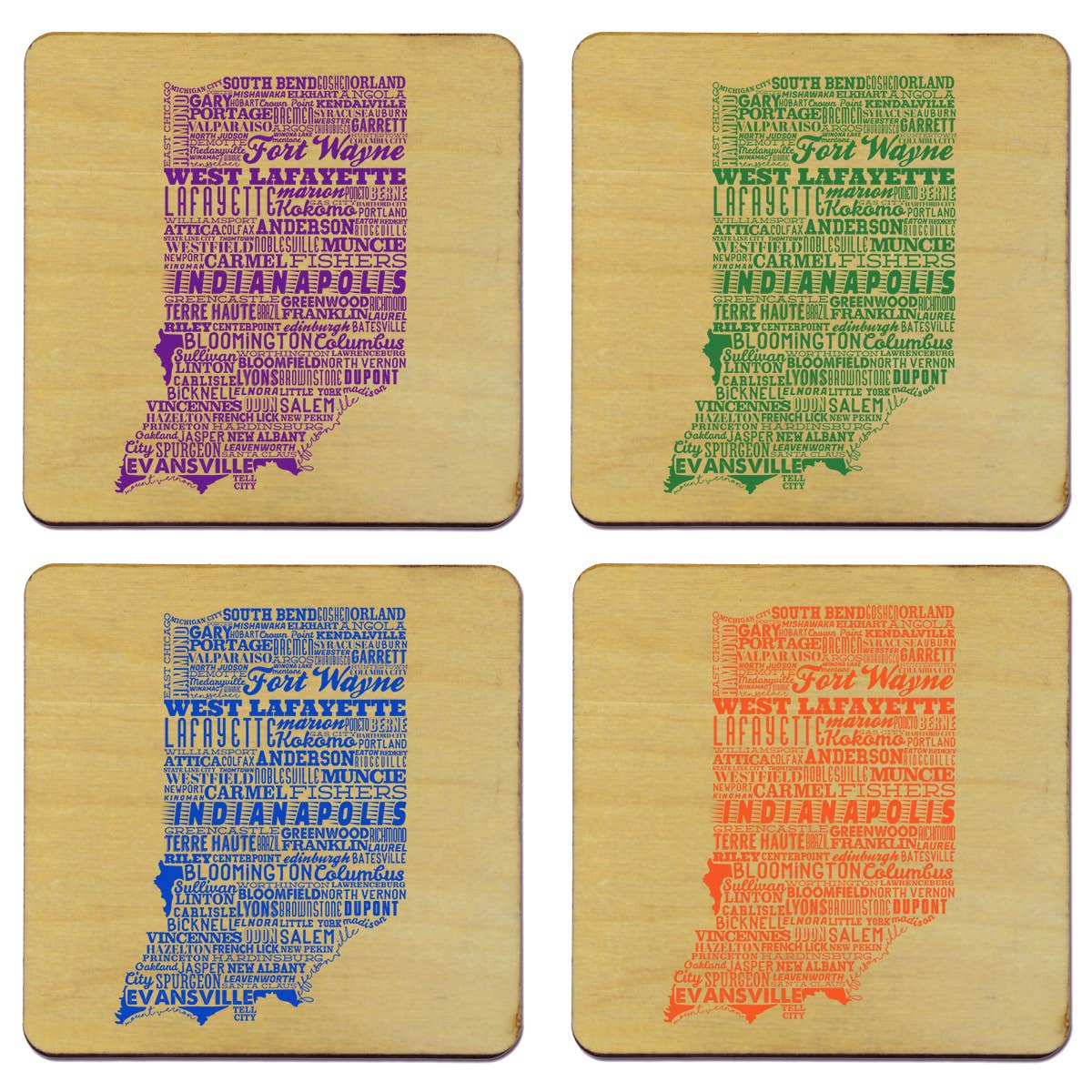 Torched Products - Wholesale Coasters - State Typography Coaster- Set of 416