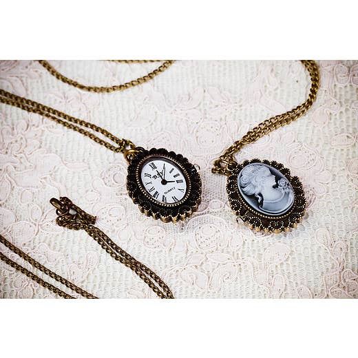 The Marie Pocket Watch Necklace for wholesale by Adorned by Aisha