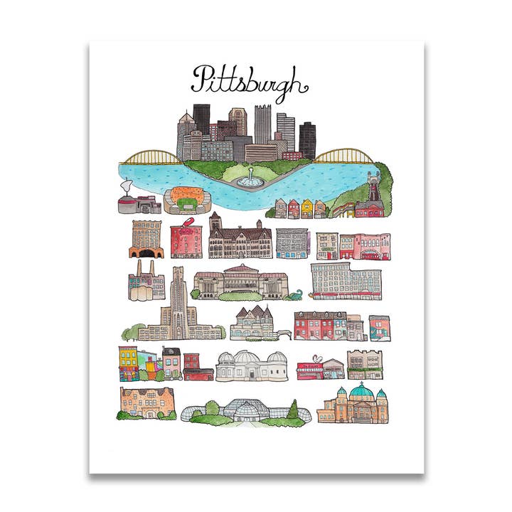 Stampa Pittsburgh PA 21,6 x 28 cm. per la vendita all'ingrosso da parte di Jodi Lynn's Emporium of Doodles