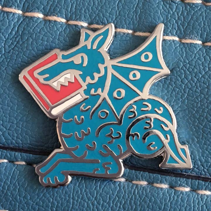 Rather Keen - Wholesale Lapel Pin/Button - Book Wyrm enamel pin - Book Dragon pin in 4 colors3