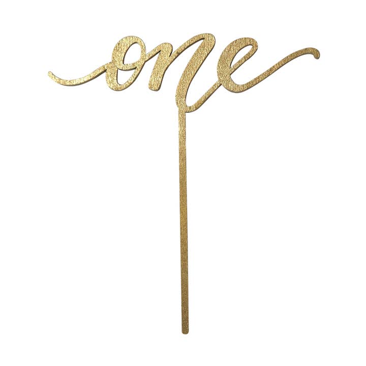 One Cake Topper - Gold for wholesale by Worthwrite Goods