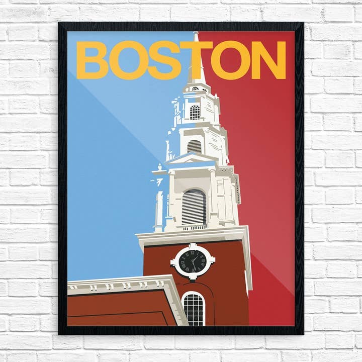 11'' x 14'' Boston Church Steeple Travel Print for wholesale by Fridgedoor