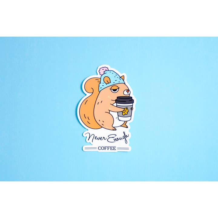 Noristudio - Wholesale Sticker - Never Enough Coffee Squirrel Vinyl Sticker2