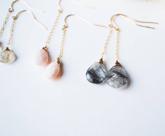 Seaflowerjewelry - Wholesale Dangle Earrings - Gold Rutilated Quartz or Drop Earrings1