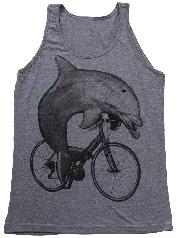 Dolphin On A Bicycle Débardeur pour homme pour la vente par Dark Cycle Clothing