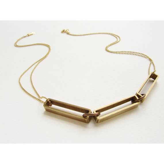 Rectangular Link Statement Necklace for wholesale by SORA DESIGNS