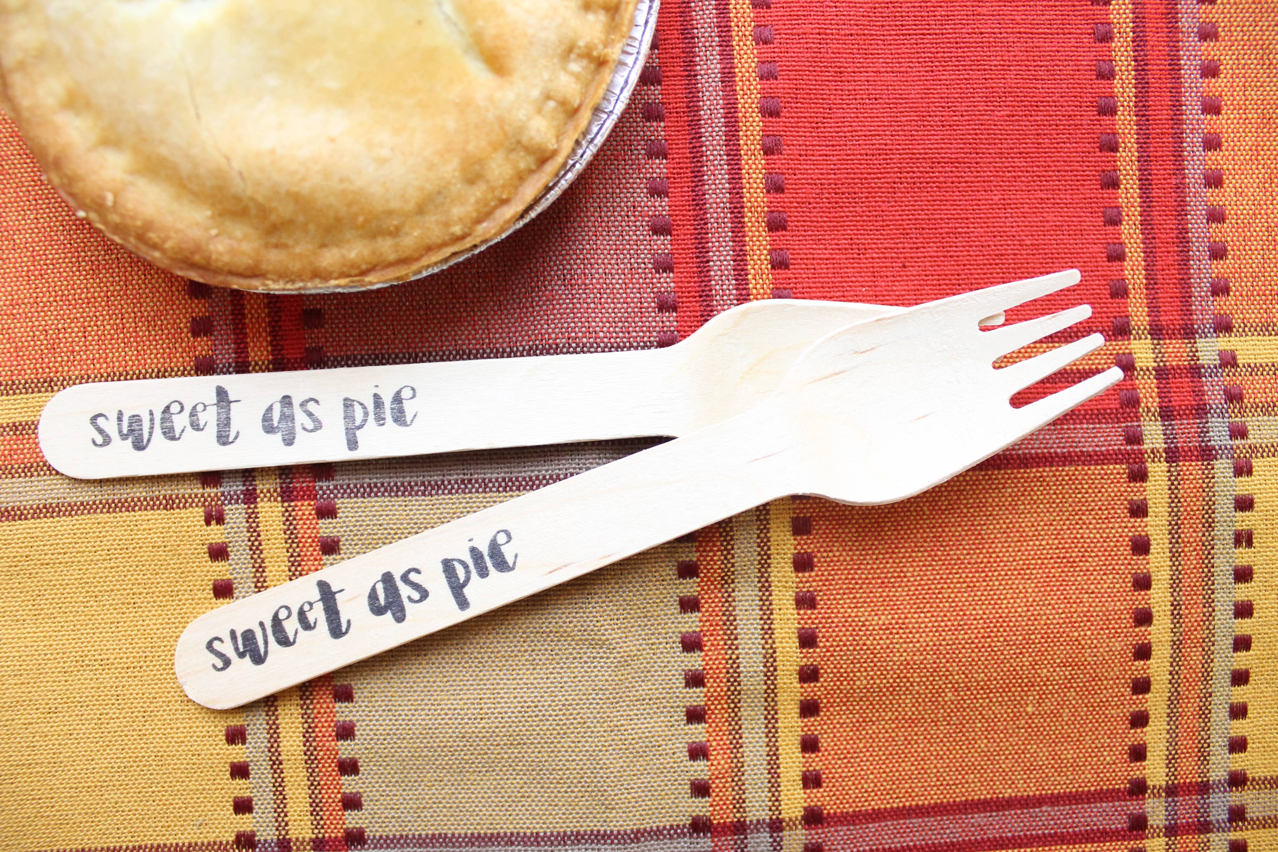 Tulle and Twig - Wholesale Disposable Tableware Pack - Sweet as Pie - Thanksgiving wooden forks for Pie7