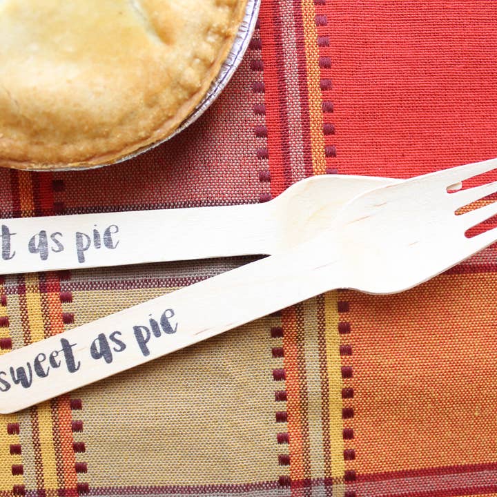 Tulle and Twig - Wholesale Disposable Tableware Pack - Sweet as Pie - Thanksgiving wooden forks for Pie7