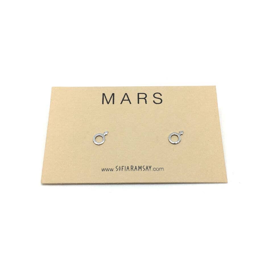 Sofia Ramsay - Wholesale Stud/Post Earrings - Planet Symbol Geometric Stud Earrings .925 Sterling Silver3