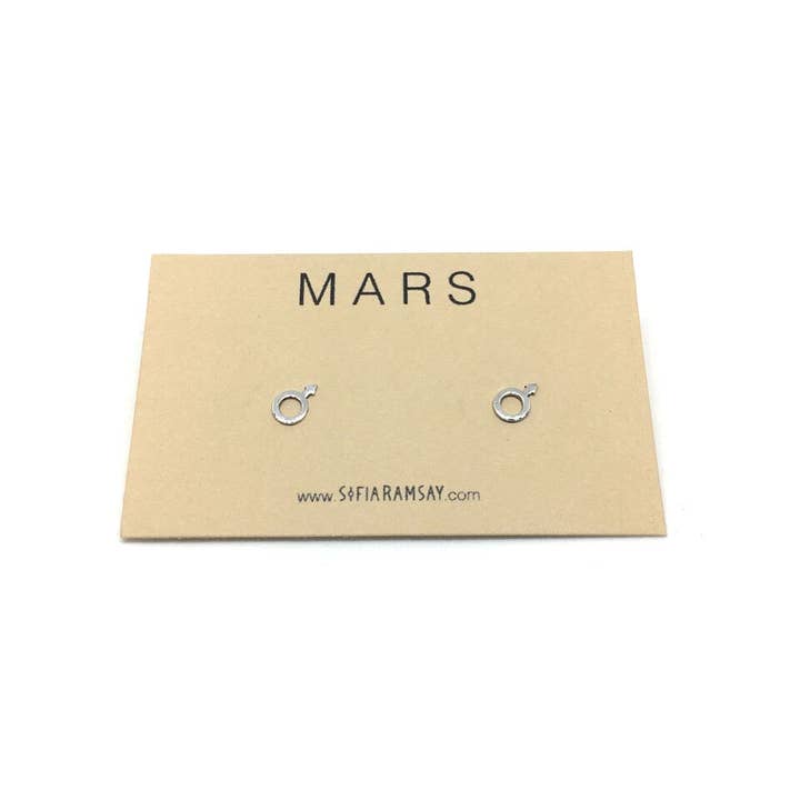 Sofia Ramsay - Wholesale Stud/Post Earrings - Planet Symbol Geometric Stud Earrings .925 Sterling Silver3