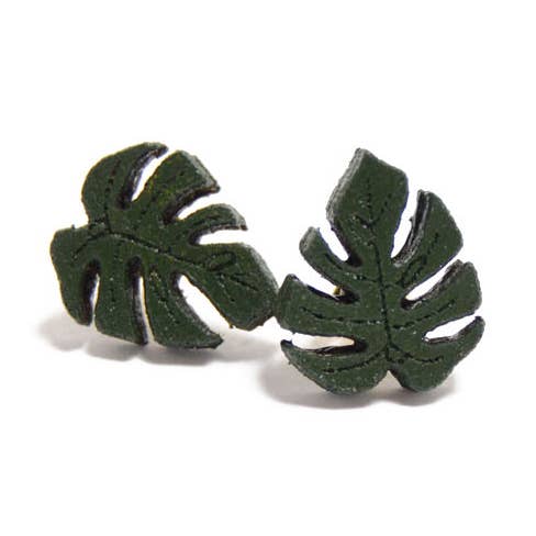 Stitch & Shutter - Wholesale Stud/Post Earrings - Monstera Studs0