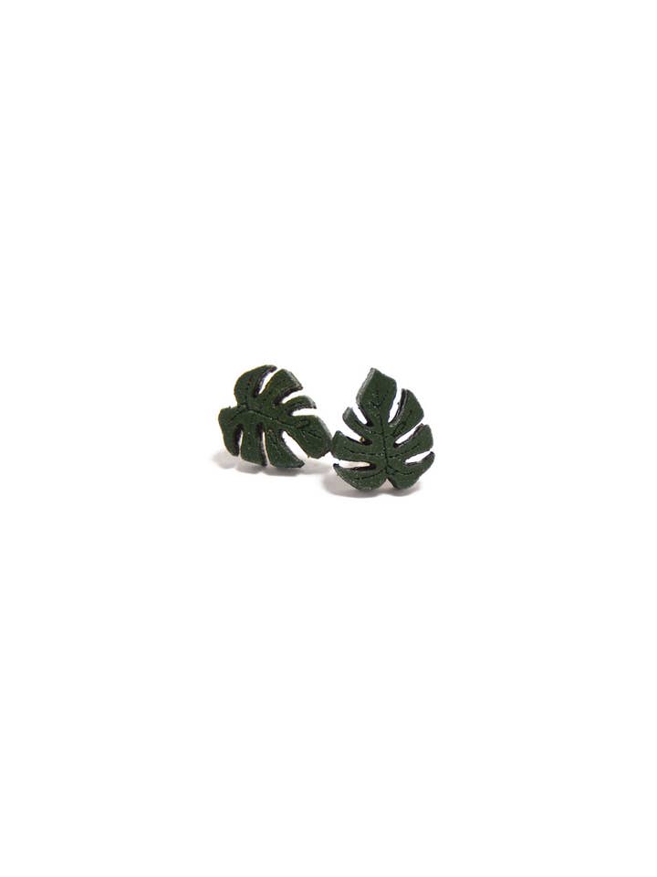Monstera Studs for wholesale by Stitch & Shutter