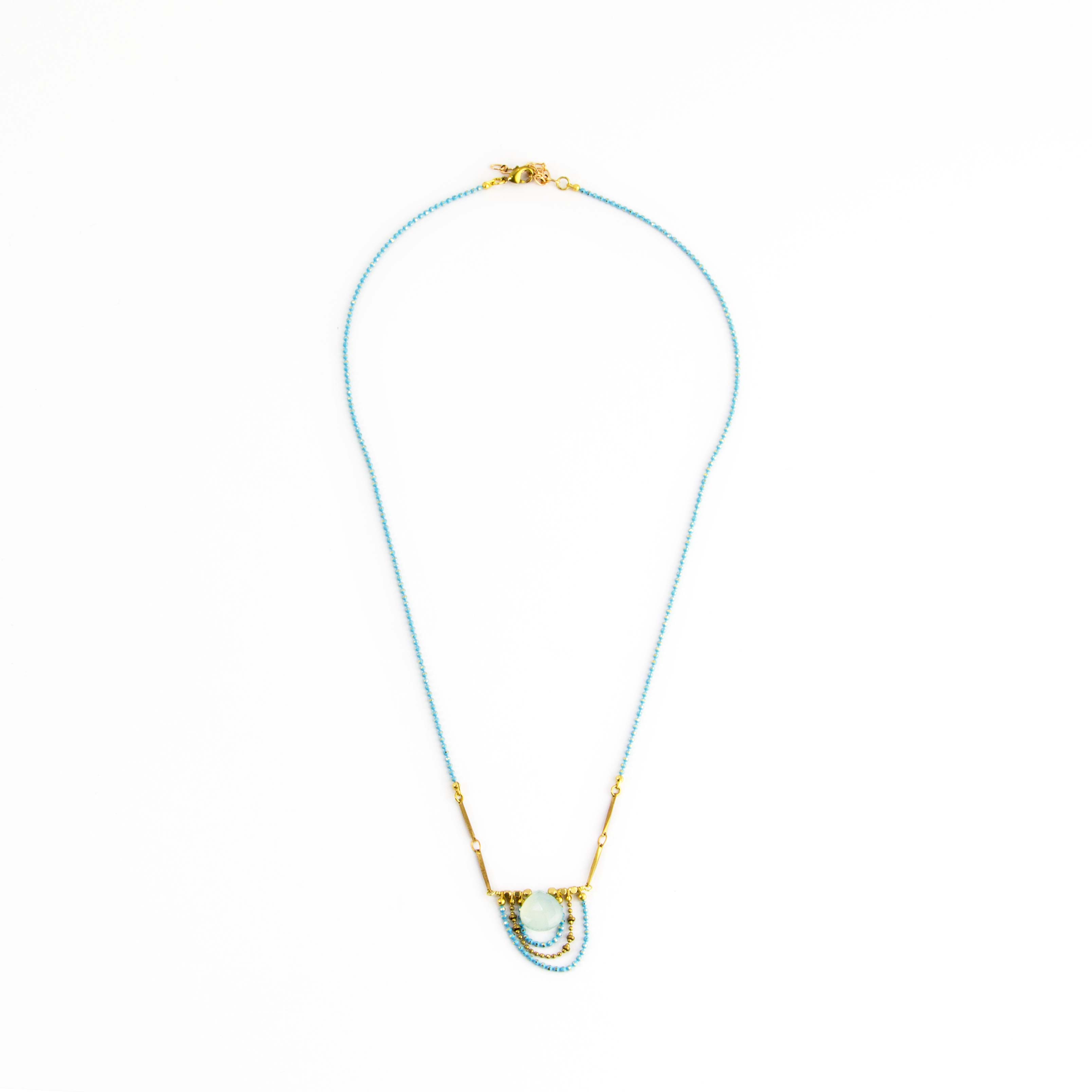 Santore Jewelry Company - Wholesale Pendant/Charm Necklace - Aqua Chalcedony Necklace - With Ornamental Brass Chains2