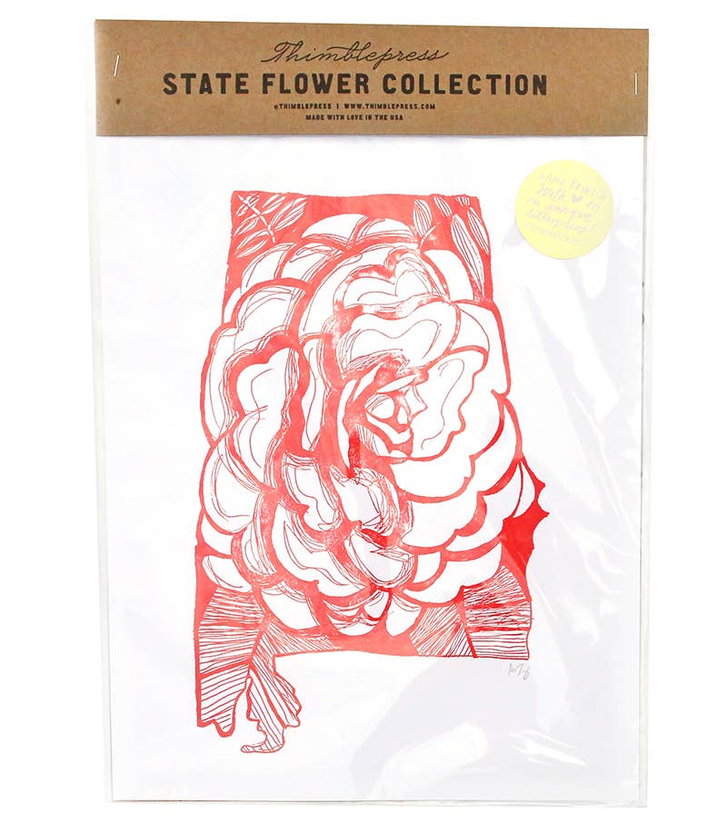 Thimblepress - Wholesale Art Print - Alabama Camellia Letterpress Print1