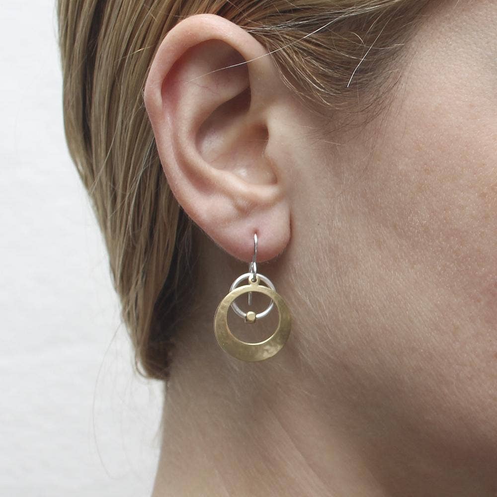 Marjorie Baer - Wholesale Dangle Earrings - Cutout Disc with Ring and Bead Wire Earring1