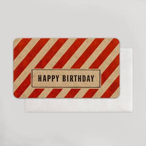 Red Stripe Birthday Enclosure for wholesale by Hammerpress