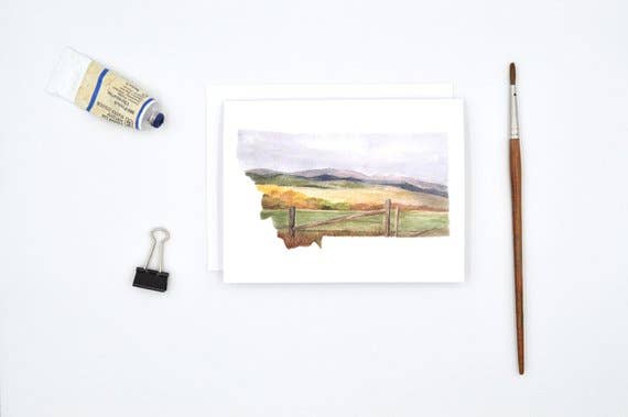 Rachel Alvarez Art - Wholesale Stationery/Notecard Set - Montana State Watercolor Notecard Set3