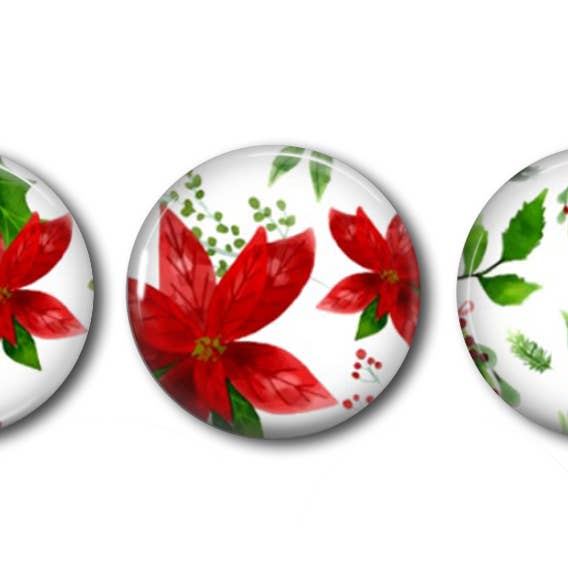 Say It in A Snap Jewelry - Wholesale Jewelry Set - Christmas Holiday Pointsettia Watercolor - Set of 3
