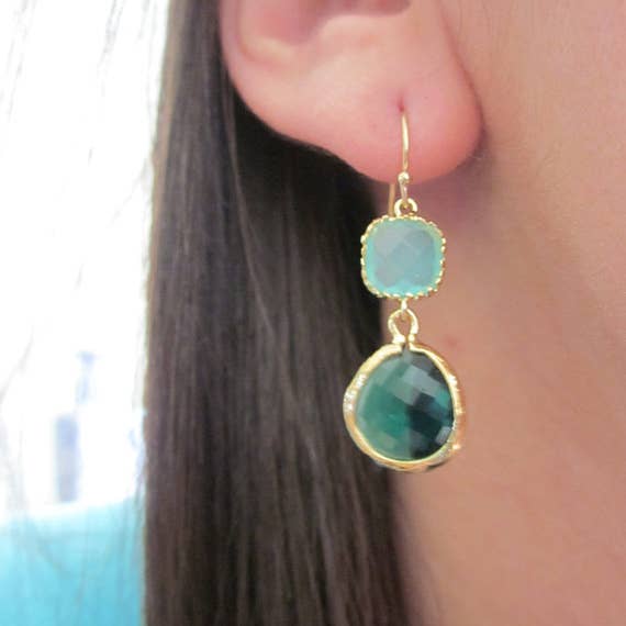 Laalee Jewelry - Wholesale Dangle Earrings - Emerald Green Earrings Aqua Mint1