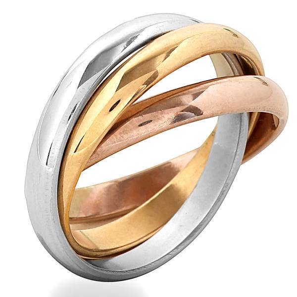West Coast Jewelry - Wholesale Band/Stacked Ring - Polished Tri-color Intertwined Triple Ring1